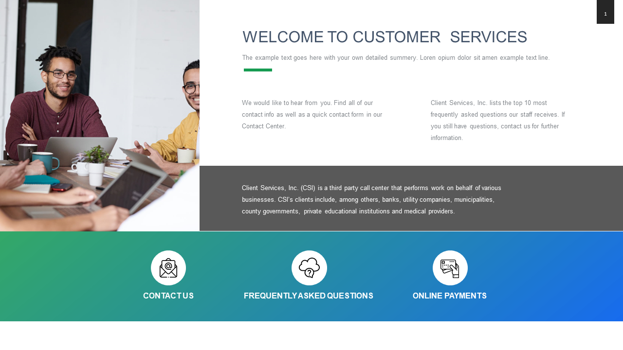 Simple Customer Service PPT and Google Slides Template